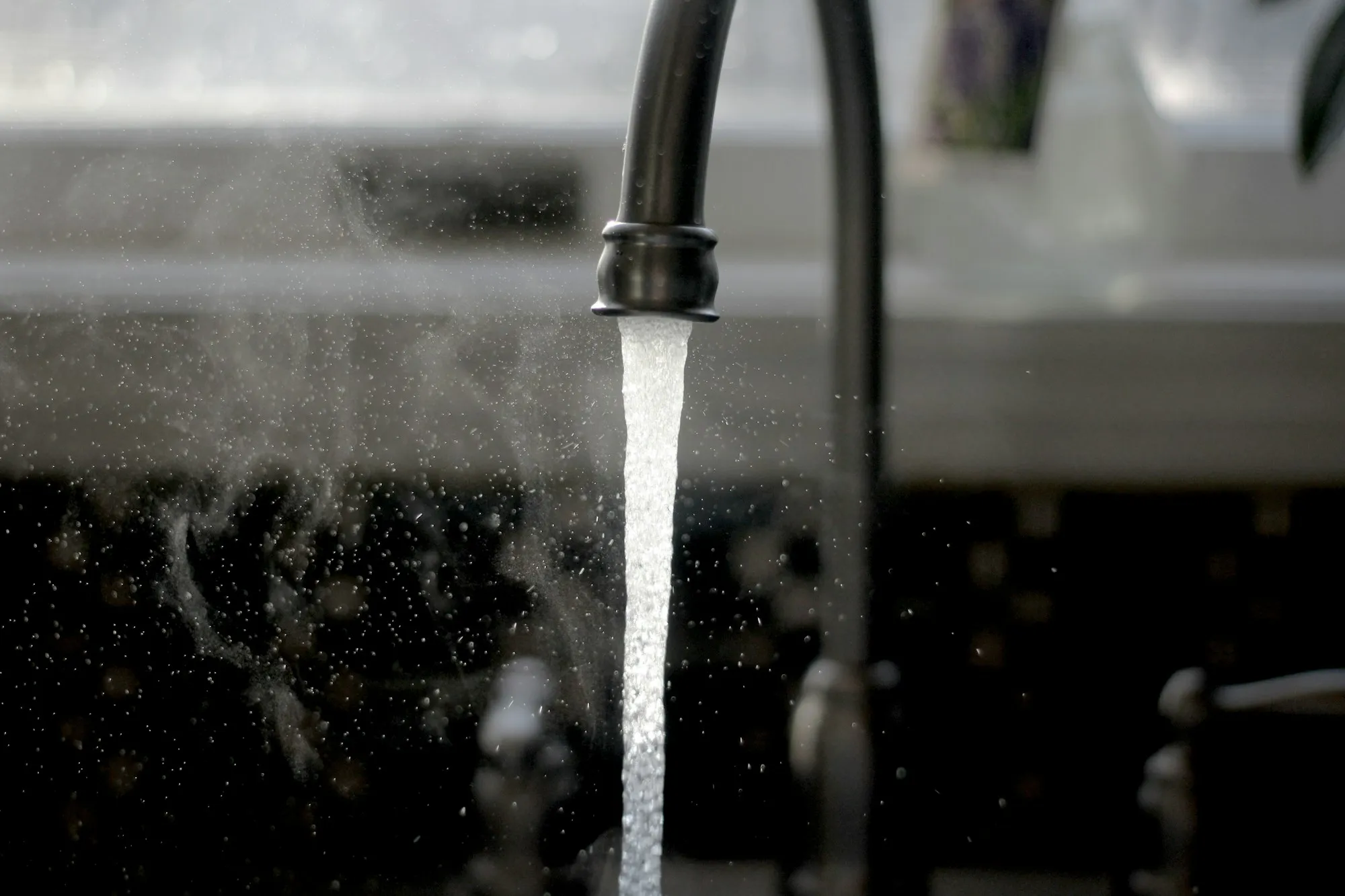 Water running into a kitchen sink